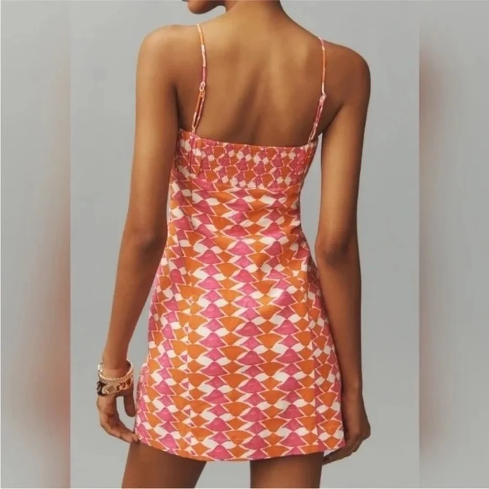 Maeve The Ophelia Sleeveless Linen Slim Mini Dress  12 - Picture 3 of 10